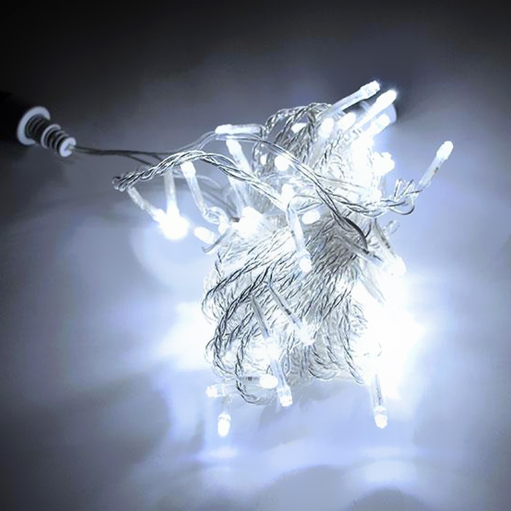 Ghirlanda luminoasa tip cortina, exterior, 132 leduri suspendate, ALB RECE, 3m, interconectabila, 220V, 8W, cu adaptor 220V