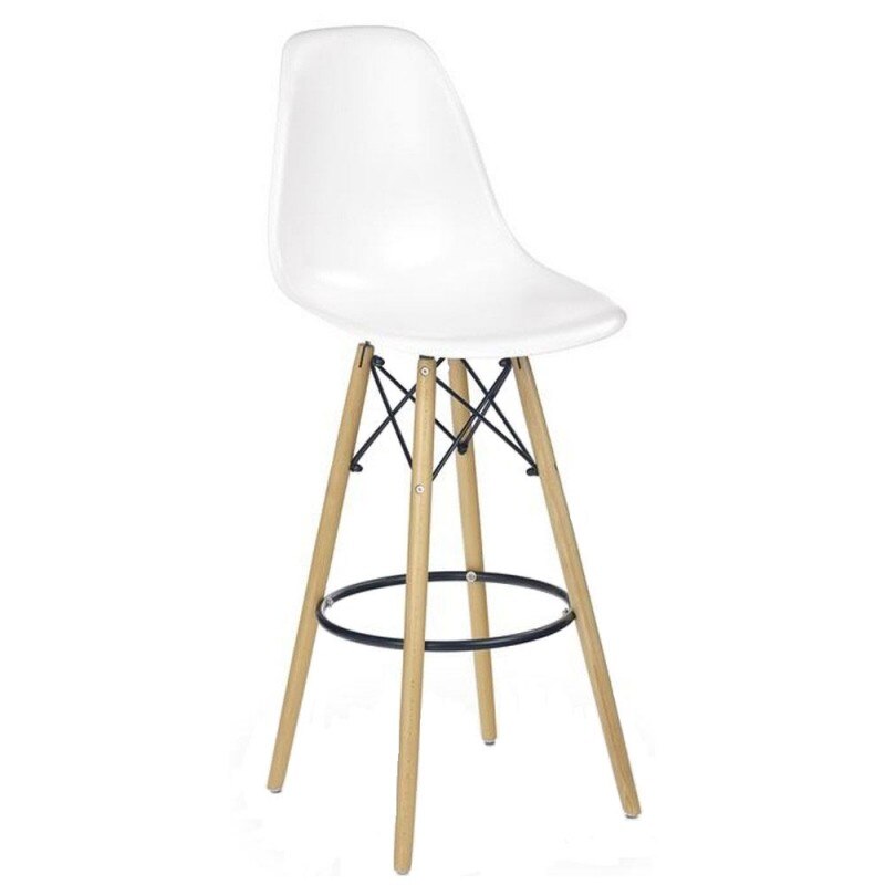 Scaun de bar alb, picioare lemn AX Z51