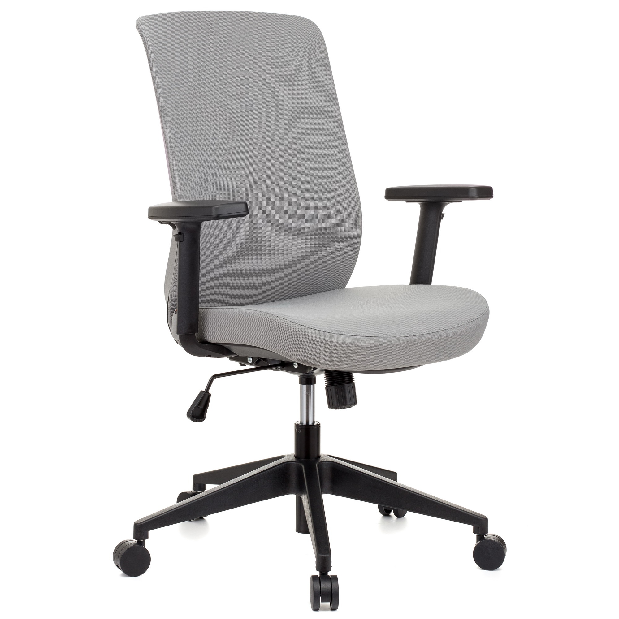 Scaun ergonomic QMOBILI GENE Gri deschis, stofa, mecanism balans, suport lombar, brate reglabile 1D, baza polipropilena