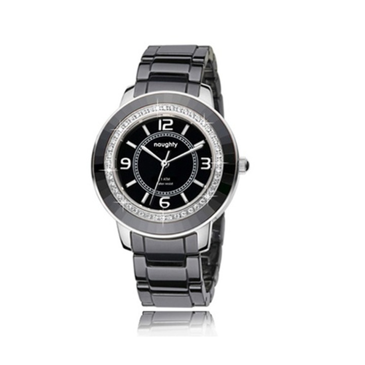 Дамски керамичен часовник Naughty Model 1, с кристали ELEMENTS, Черен, *16287830, 11-26-543
