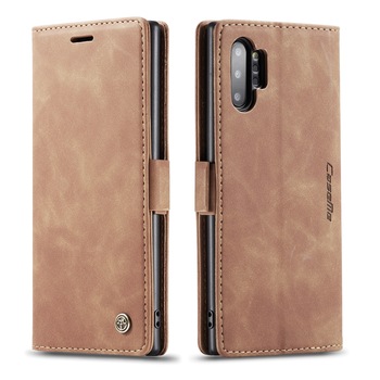 Husa slim piele, tip portofel, stand, inchidere magnetica, textura catifelata, Samsung Galaxy Note 10 Plus - CaseMe, Maro Husa slim piele, tip portofel, stand, inchidere magnetica, textura catifelata, Samsung Galaxy Note 10 Plus - CaseMe, Maro