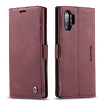 Husa slim piele, tip portofel, stand, inchidere magnetica, textura catifelata, Samsung Galaxy Note 10 Plus - CaseMe, Visiniu Husa slim piele, tip portofel, stand, inchidere magnetica, textura catifelata, Samsung Galaxy Note 10 Plus - CaseMe, Visiniu