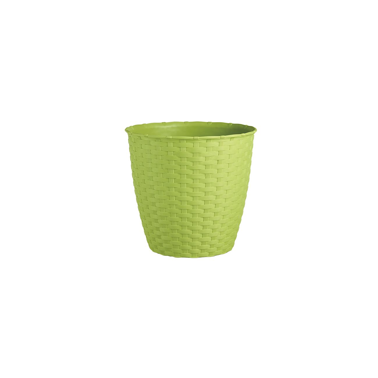 Ghiveci tip ratan, diametru 14 cm, verde