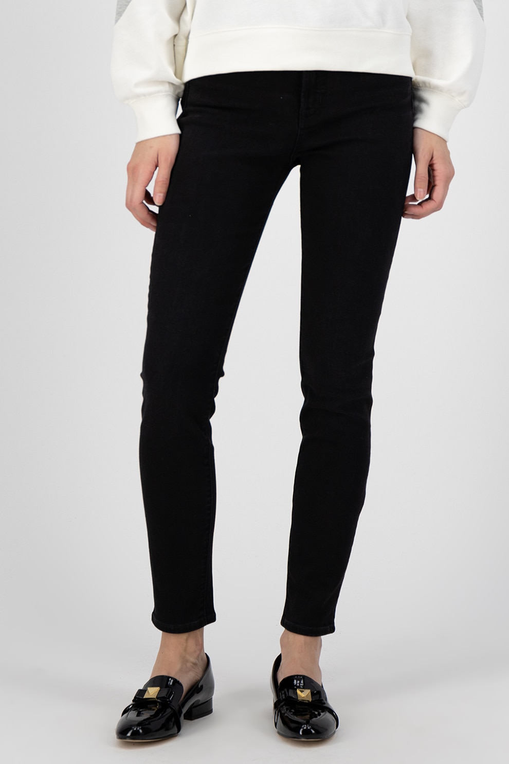 GAP, Blugi skinny cu talie inalta 000501798, Negru