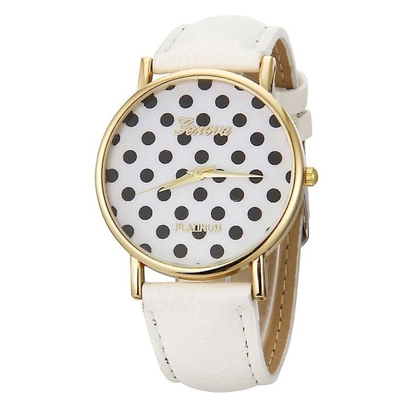 Ceas unisex casual, Elegant Quartz Geneva model Premium G192 alb, curea piele, afisaj analog