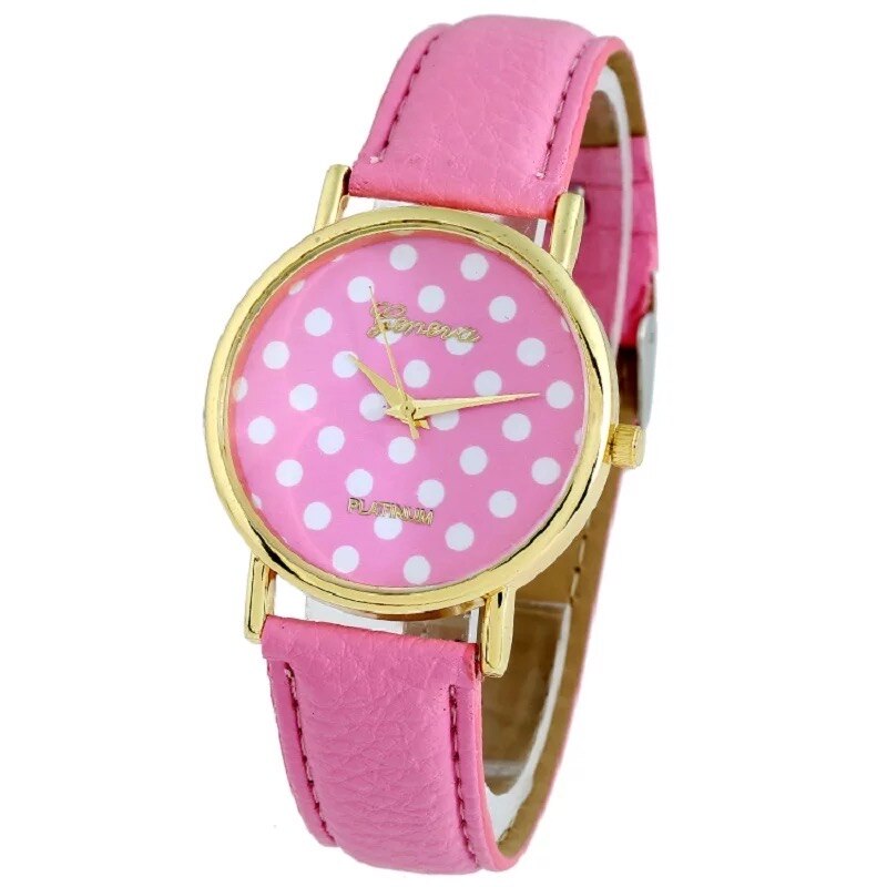 Ceas unisex casual, Elegant Quartz Geneva model Premium G192 roz, curea piele, afisaj analog