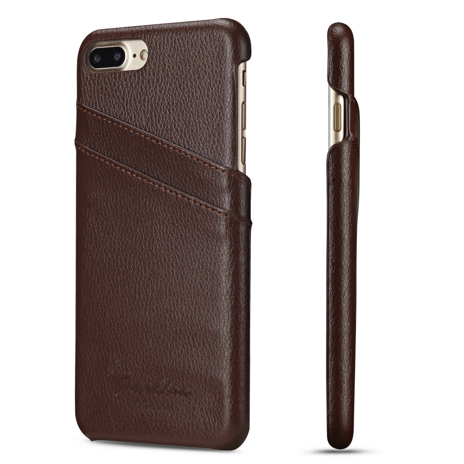 Husa iPhone 8 Plus, 7 Plus, CaseMe, slim din piele, cu buzunarase carduri, back cover, culoare Maro