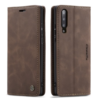 Husa slim piele, tip portofel, stand, inchidere magnetica, textura catifelata, Samsung Galaxy A70 - CaseMe, Maro coffee Husa slim piele, tip portofel, stand, inchidere magnetica, textura catifelata, Samsung Galaxy A70 - CaseMe, Maro coffee