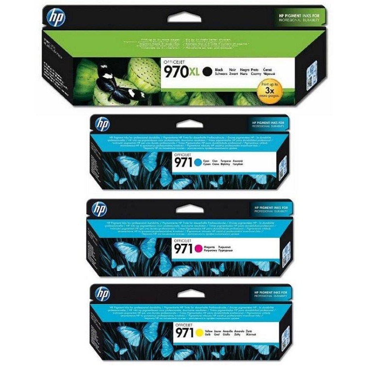 Pachet cartuse cerneala CN625AE (970XL) negru CN622AE (971) cyan CN623AE (971) magenta CN624AE (971) galben HP original 16.700 pagini