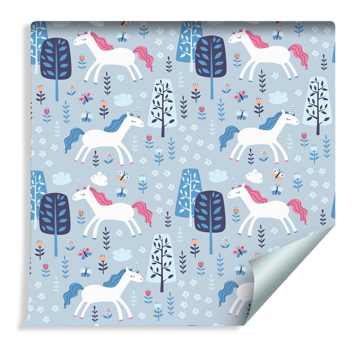 Tapet Copii Unicorni printre Copaci 53cm x 10m