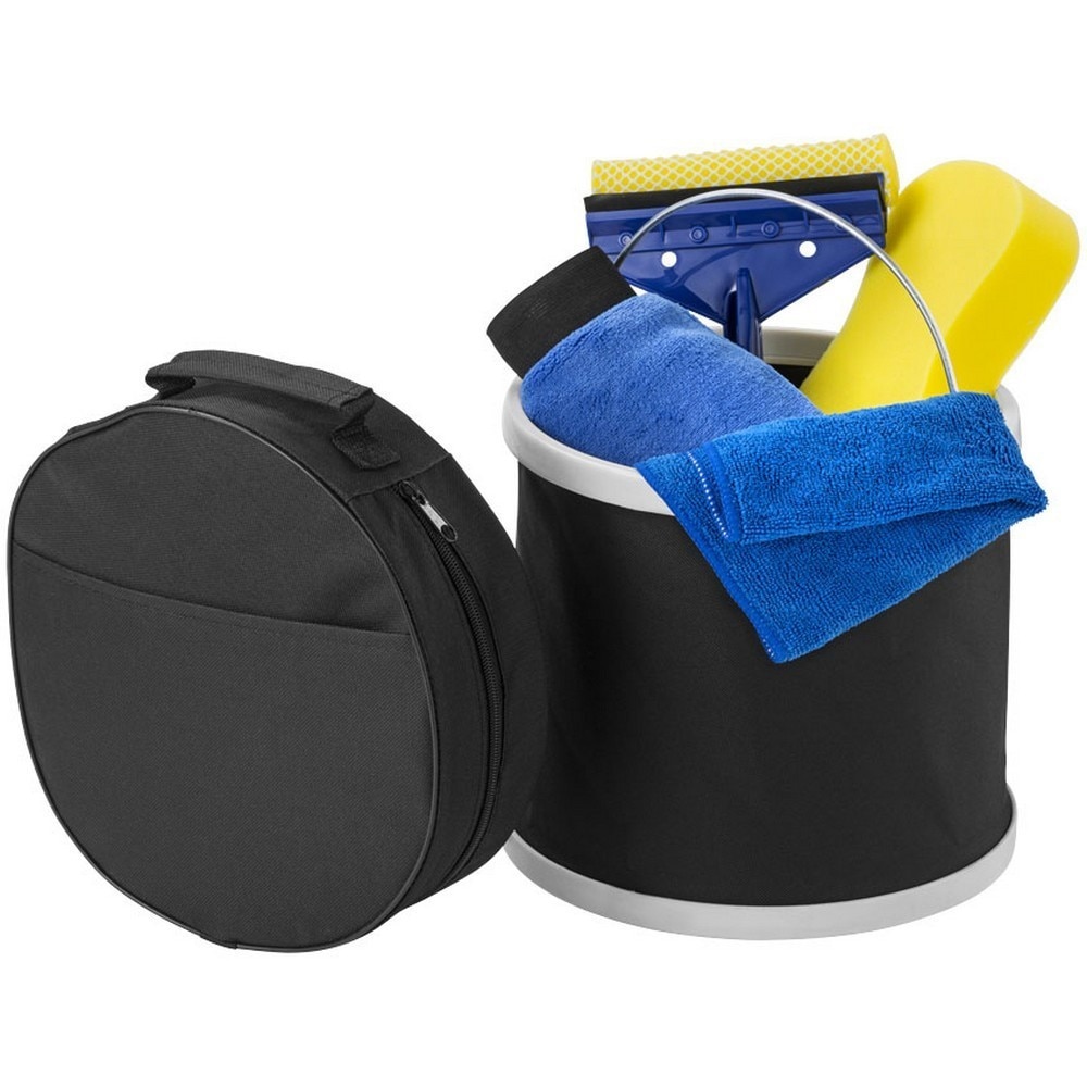 Set pentru spalat masina 6 piese, Stac by AleXer, SZ01, 600D poliester, negru, breloc inclus