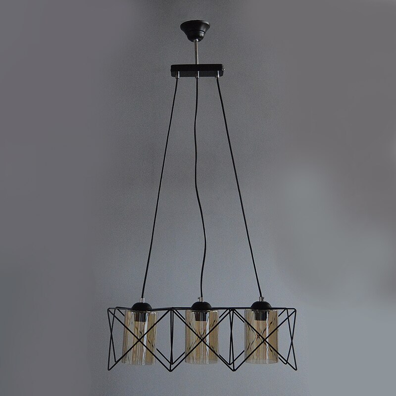 Lustra BUSSY LIGHTING 0305 Negru, E27, 3x60W, Diam 20x55cm, metal,sticla