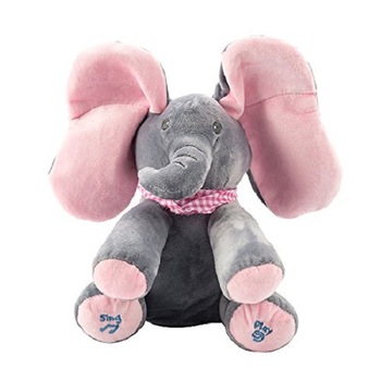 Jucarie interactiva Elefant cantaret din plus, Noname, Gri/roz, + 1 ani Jucarie interactiva Elefant cantaret din plus, Noname, Gri/roz, + 1 ani