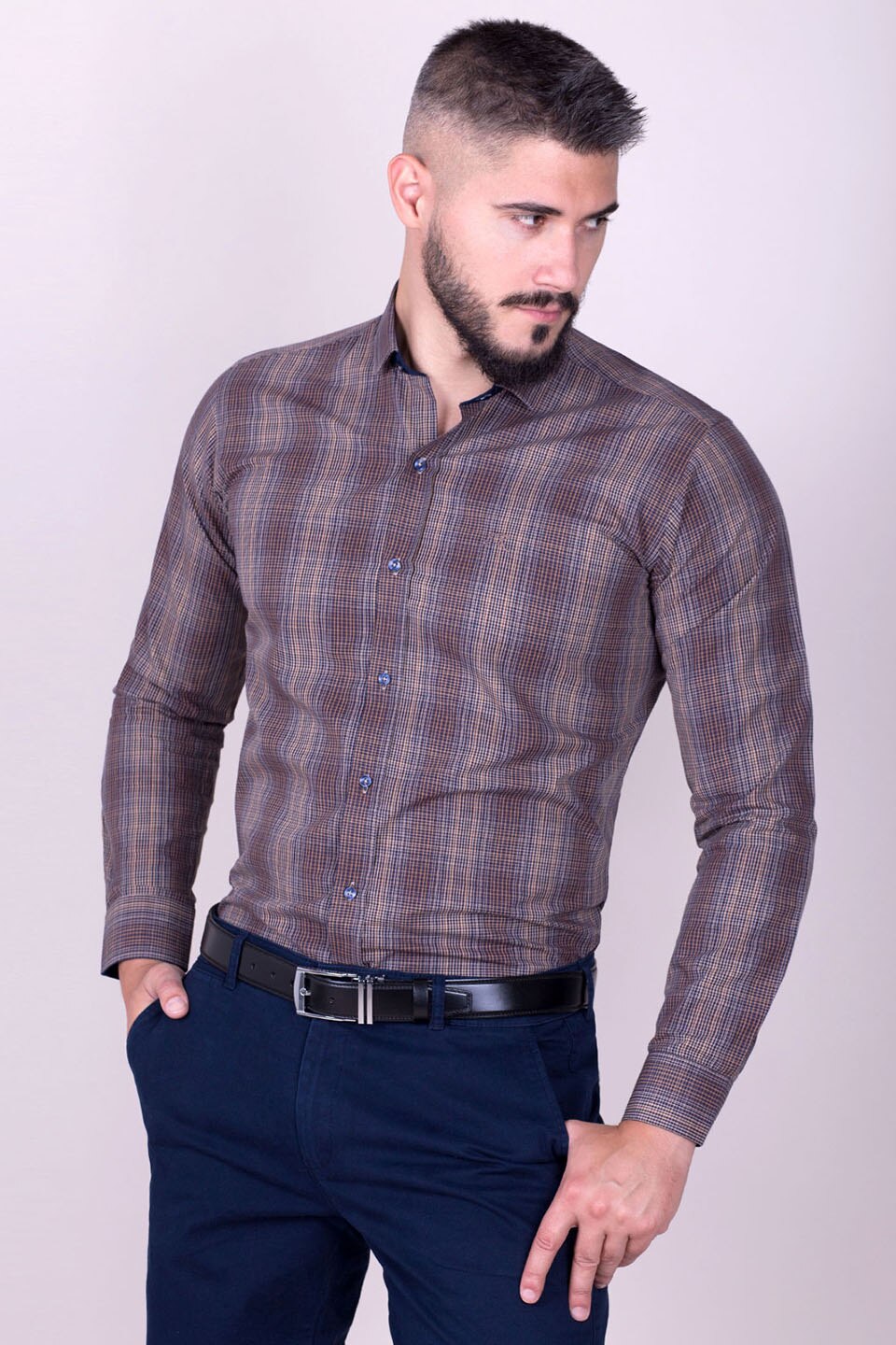 Camasa pentru barbati STYLER, model 21413, maro