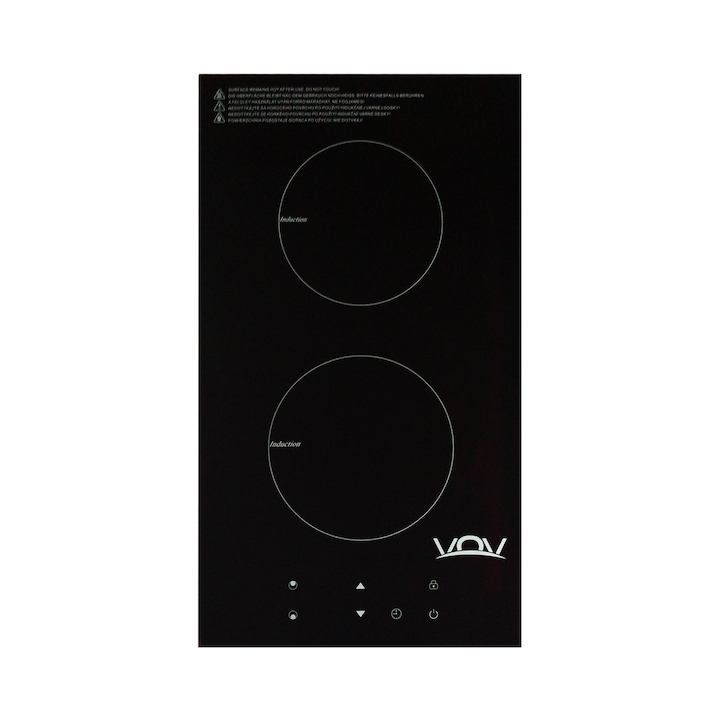 VOV VIC-2107, Indukciós főzőlap, beépíthető és szabadonálló, 2 főzőzónás, 1800 W + 1200 W