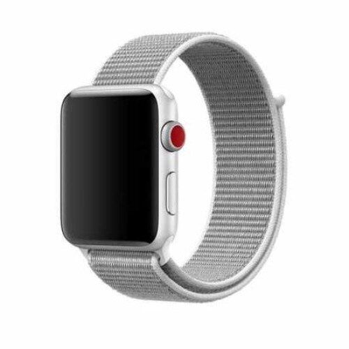 Curea pentru Apple Watch, compatibil cu dimensiunea 38mm, Sport Band, Textil, Alb-Gri
