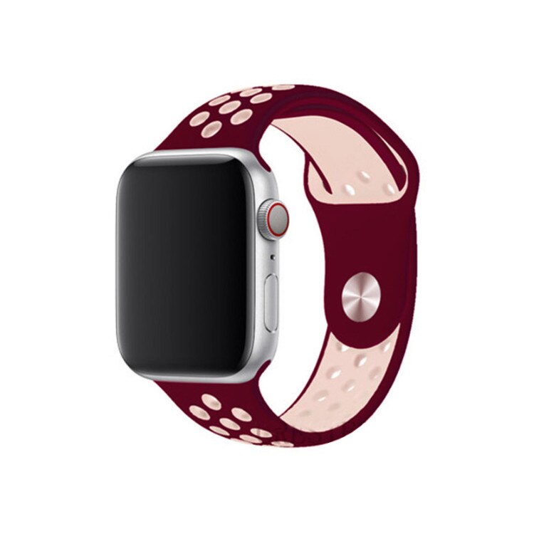 Curea sport perforata,Compatibila cu Apple Watch 1/2/3/4, 38mm, Visiniu-Roz