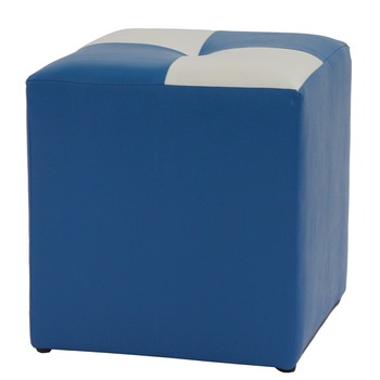 Taburet Cool, piele ecologica Albastru/Alb Taburet Cool, piele ecologica Albastru/Alb