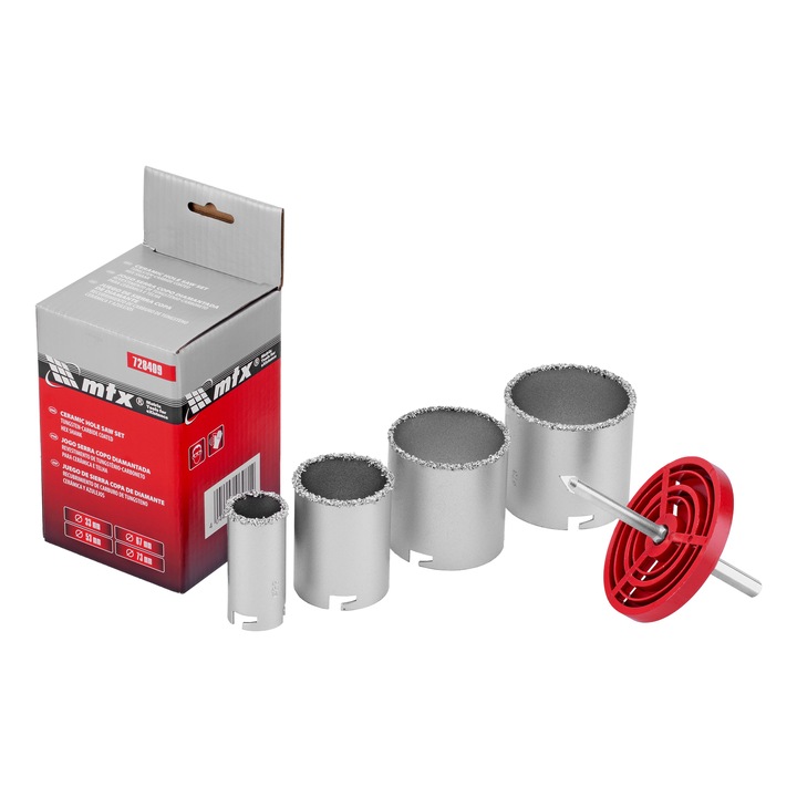 Set carote pentru faianta si teracota, D 33-53-67-73 mm, coada hexagonala// MTX