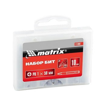 Set biti PH1 x 50 mm, 10 buc, in cutie de plastic.// MTX Set biti PH1 x 50 mm, 10 buc, in cutie de plastic.// MTX