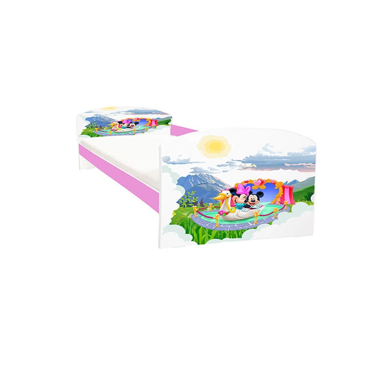 Pat copii Mickey si Minnie roz 184x85x68 cm - 2-15 ani