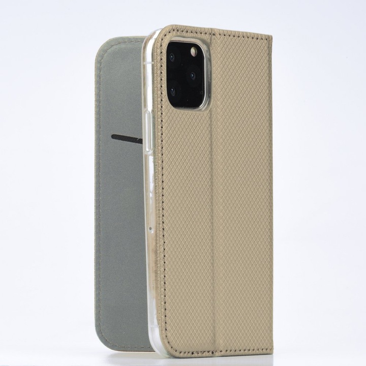 Предпазен калъф Smart Case Book за Huawei Mate 30 Lite, Златист/Сив