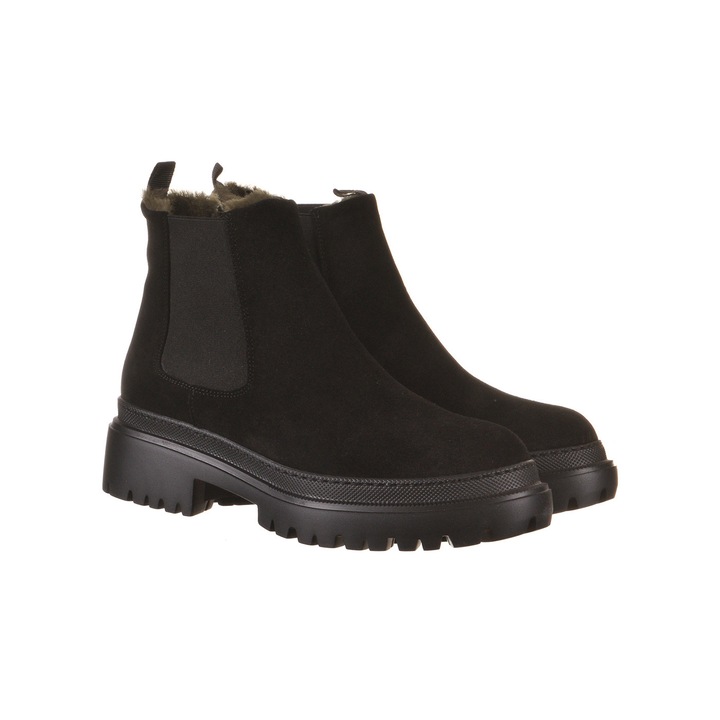 Pollini, Botine din piele de caprioara, 38, Negru