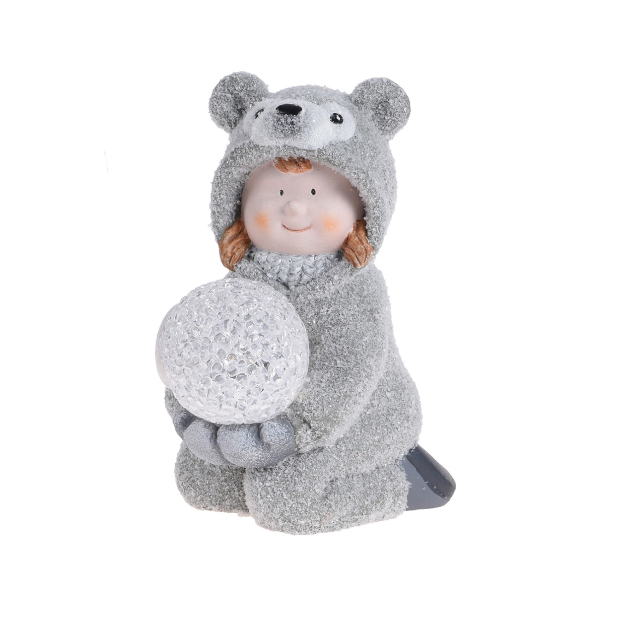 Figurina, fetita in costum de ursulet, cu LED, 17 cm