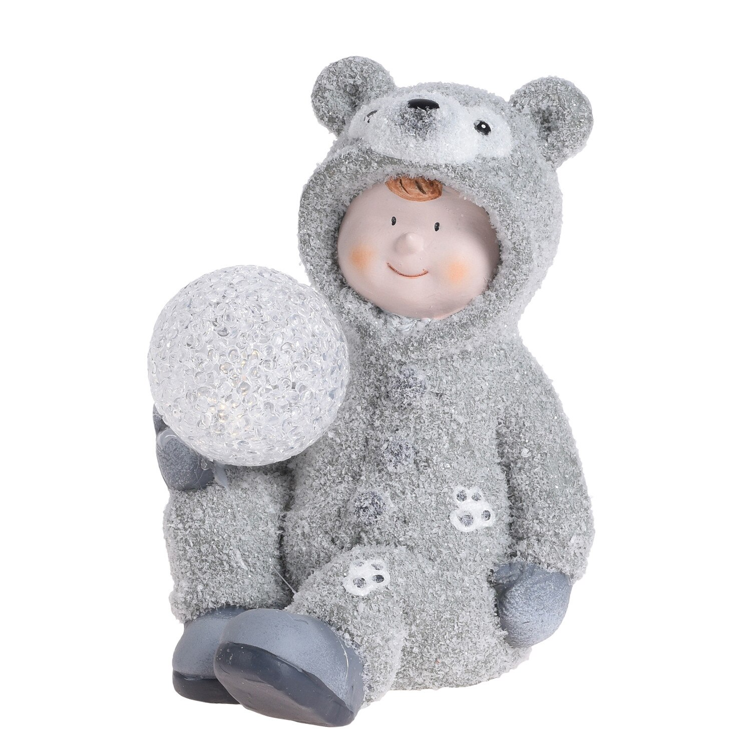 Figurina, baiat in costum de ursulet, cu LED, 17 cm