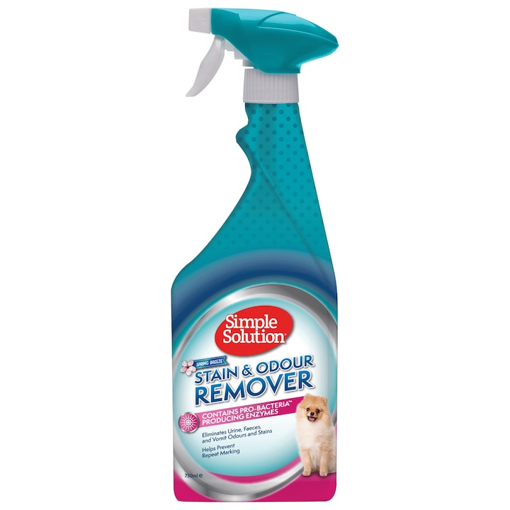 Spray pentru curatare, Simple Solution, S&O Remover Spring Breeze, impotriva petelor si mirosurilor, briza de primavara, 750 ml