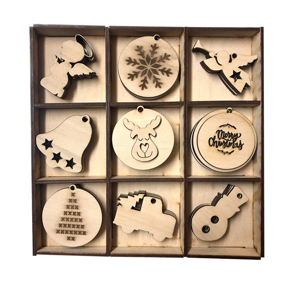 Decoratiuni de Craciun din lemn, Set de 45 bucati, cr2