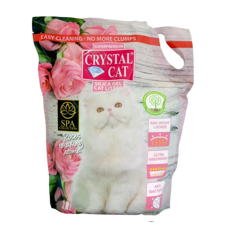 Nisip pisici Crystal Cat silicatic trandafir 3.8 L