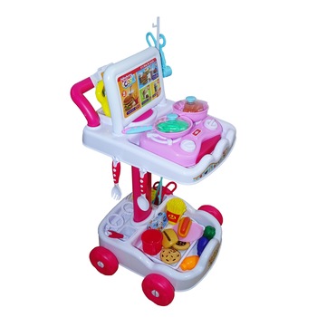 Set Bucatarie Portabila pentru Copii, 37 Piese, Roz Set Bucatarie Portabila pentru Copii, 37 Piese, Roz