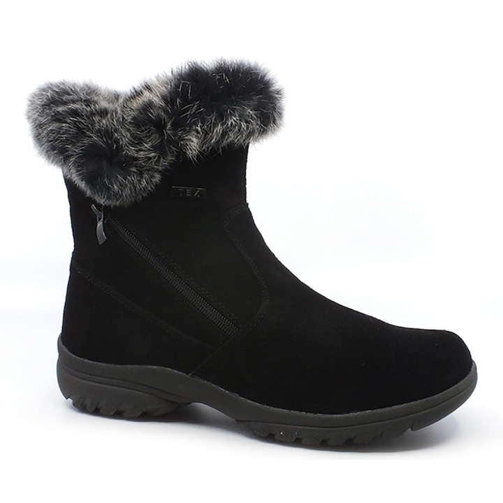 Cizme dama Maria Conti din piele naturala intoarsa decorat cu blanita W1