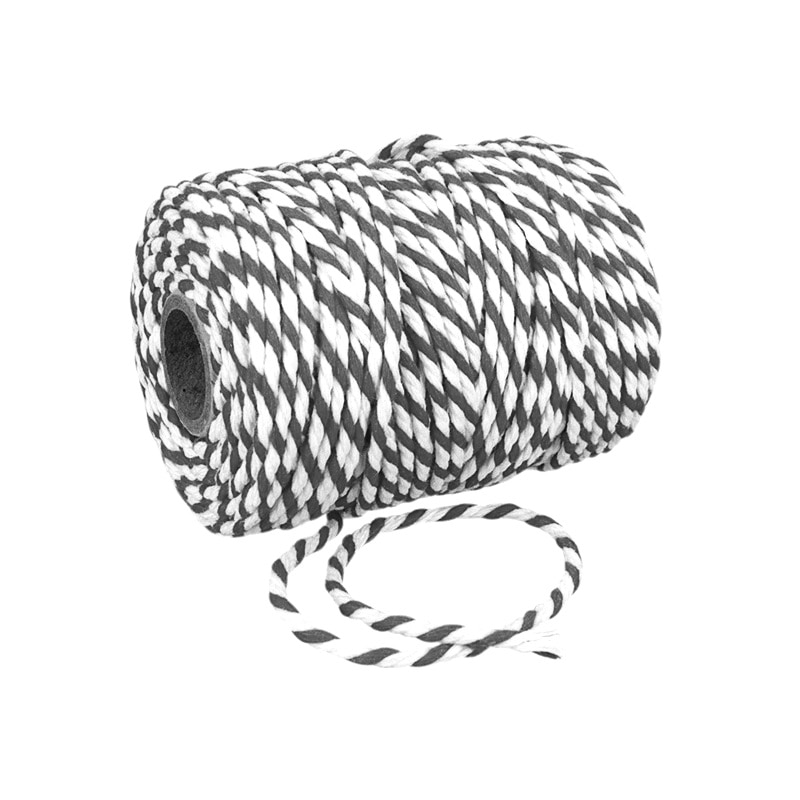 Sfoara bumbac 100% 1mm grosime 10m/rola alb cu negru