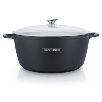 Cratita cu capac sticla Royalty Line RL-BS40ML, 40 cm, 19.5 l, negru Cratita cu capac sticla Royalty Line RL-BS40ML, 40 cm, 19.5 l, negru