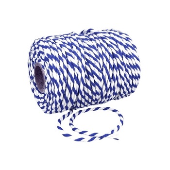 Sfoara bumbac 100% 1mm grosime 10m/rola alb cu albastru inchis Sfoara bumbac 100% 1mm grosime 10m/rola alb cu albastru inchis