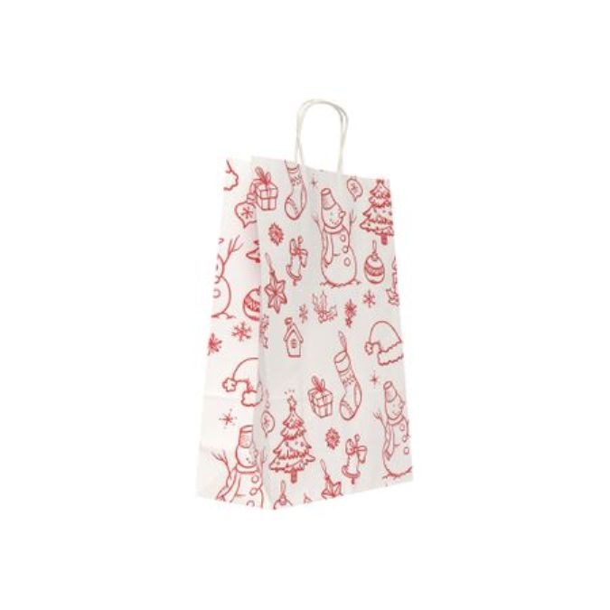Punga cadou hartie , Sacosa cadou hartie, 32x13x41cm, model CRACIUN2, set 10 bucati