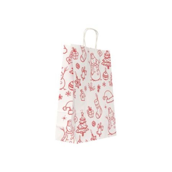 Punga cadou hartie , Sacosa cadou hartie, 32x13x41cm, model CRACIUN2, set 10 bucati