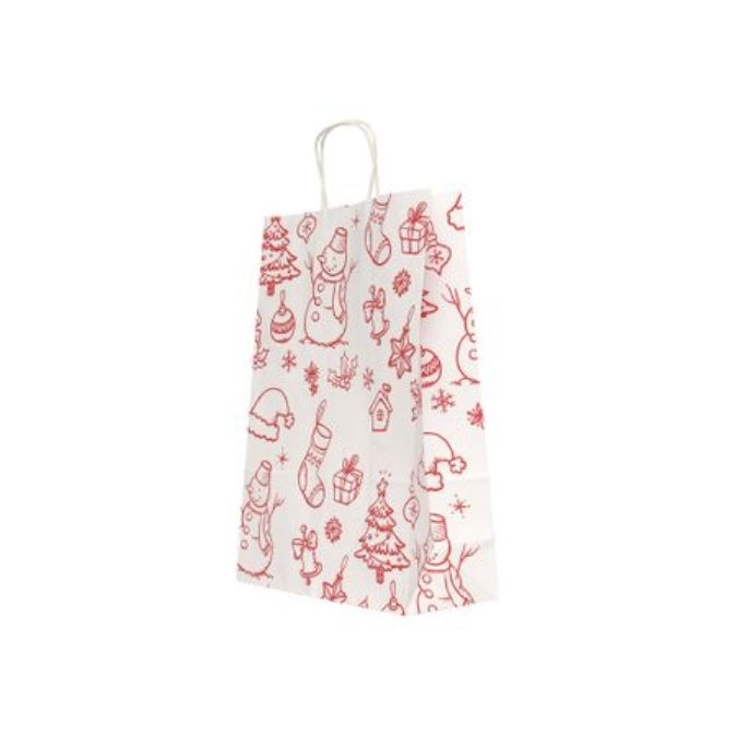 Punga cadou hartie , Sacosa cadou hartie, 25x11x35 cm, model CRACIUN, set 10 bucati