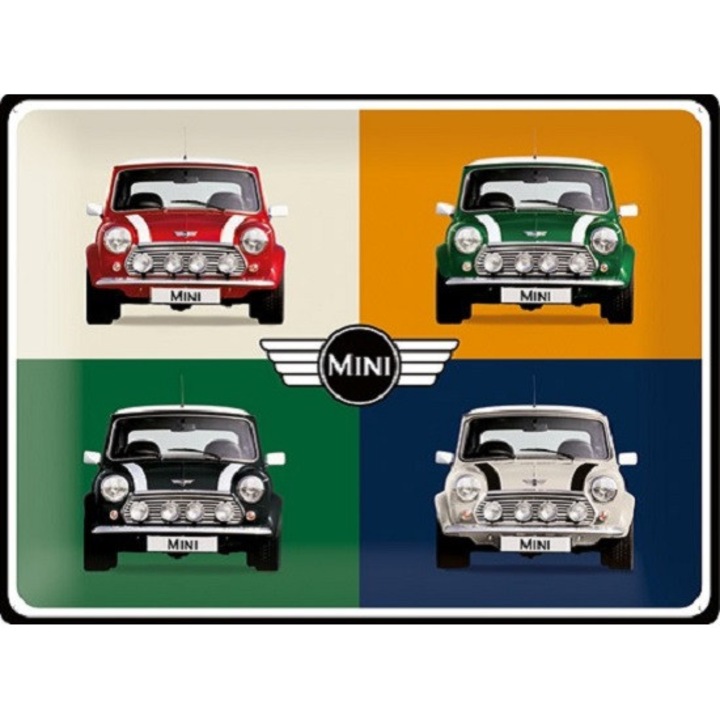 Placa decor metalica 30x40cm Mini 4 cars Pop Art