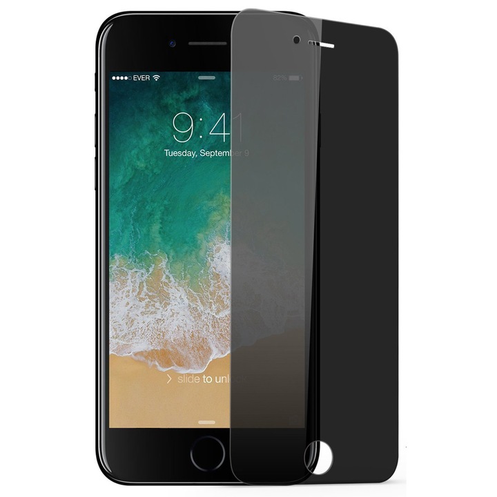 Приватно стъклено фолио 5D, подходящо за Apple iPhone 8 Plus, Privacy Glass GloMax, сигурна твърдост на филма 9H против пръстови отпечатъци