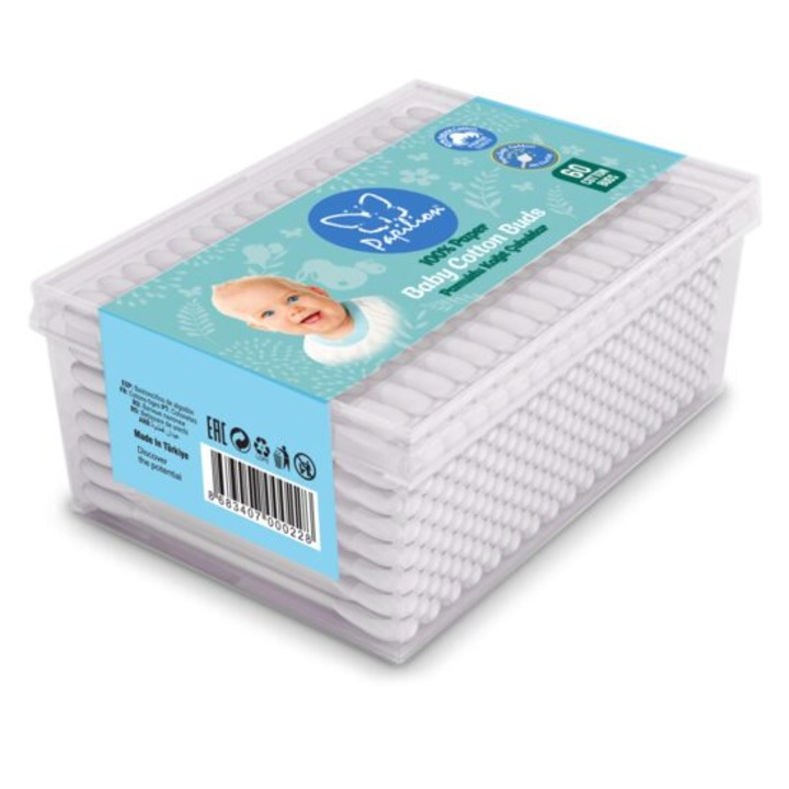 Betisoare igienice pentru bebelusi cu opritor Papilion Baby, 60 buc