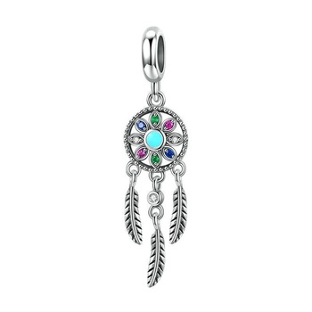 Talisman charm argint 925 KRASSUS Blue Dream Catcher, pentru bratara sua pandantiv lant, model dreamcatcher Talisman charm argint 925 KRASSUS Blue Dream Catcher, pentru bratara sua pandantiv lant, model dreamcatcher