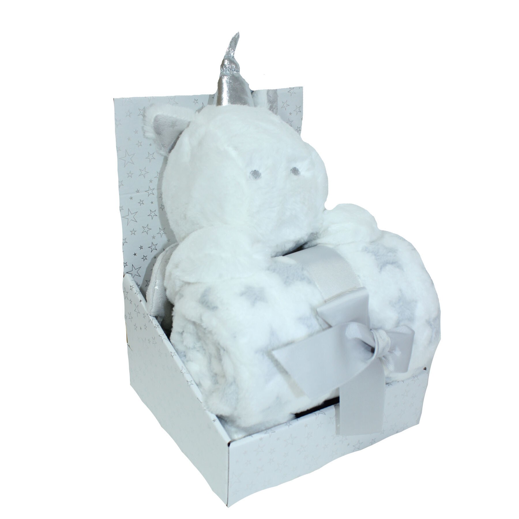 Paturica, jucarie plus, unicorn alb, 75x100cm