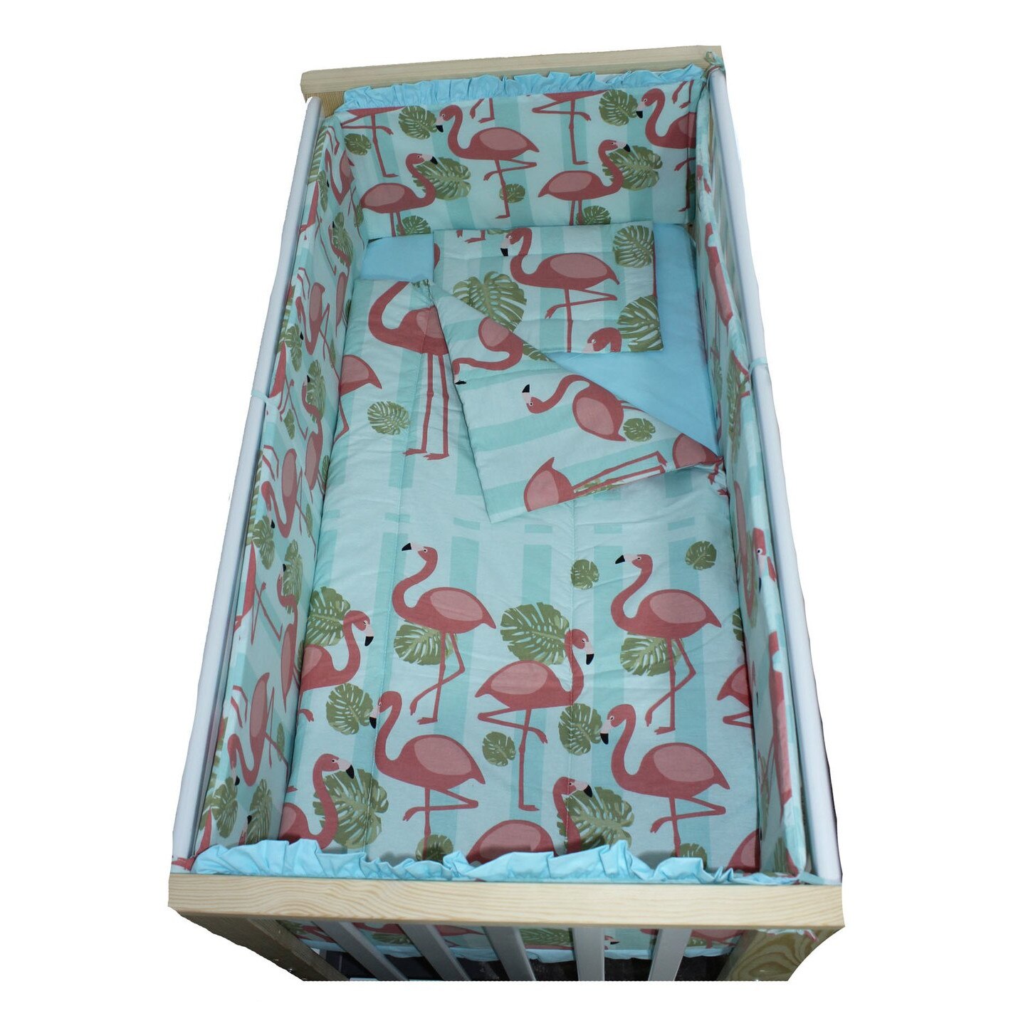 Lenjerie patut Prichindel, Flamingo 5 piese, 120x60 cm