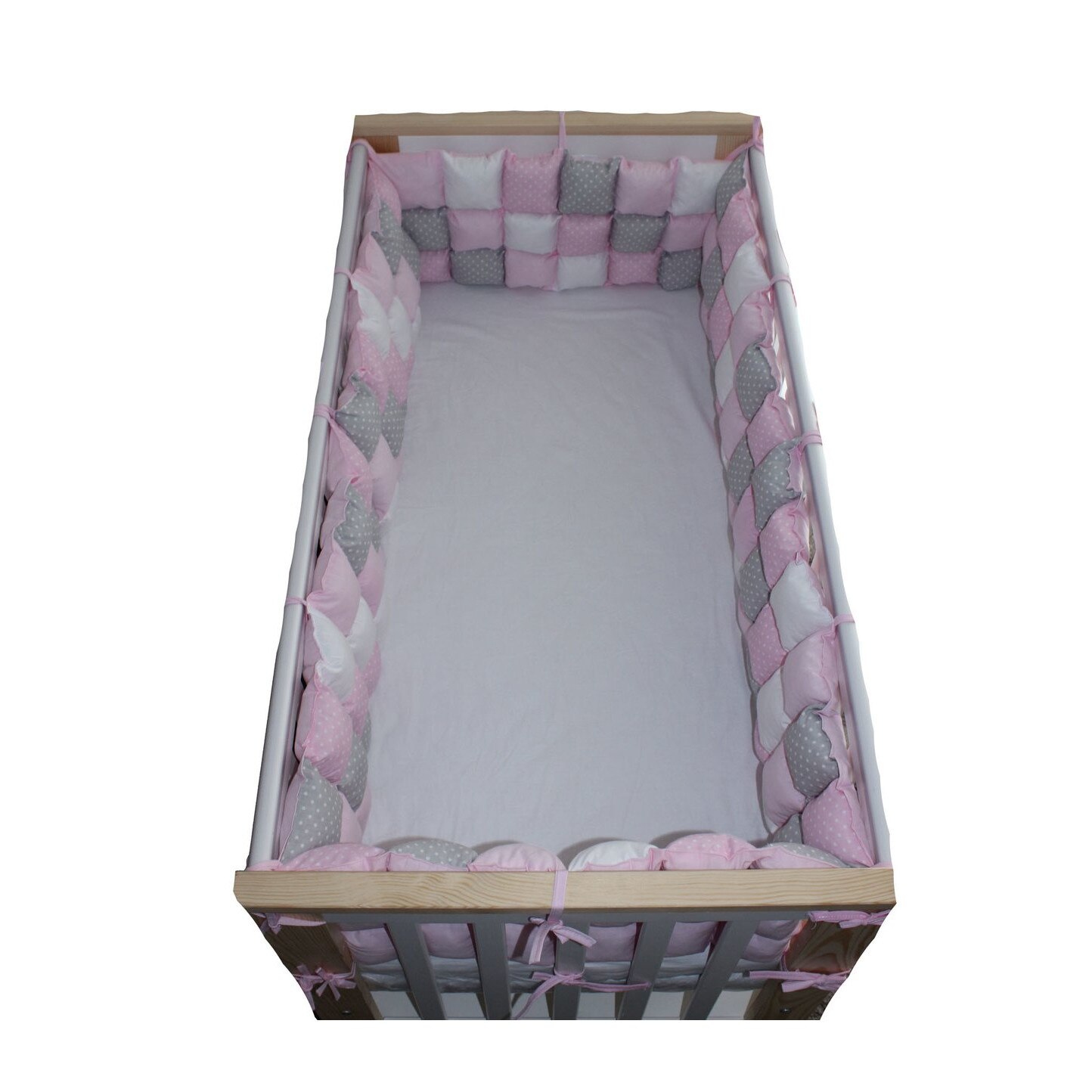 Set aparatori pufoase, roz, cu buline, 3 x 60 cm