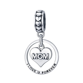 Talisman Charm argint 925 KRASSUS Love U Mom, pentru bratara sau pandantiv lant, model mama Talisman Charm argint 925 KRASSUS Love U Mom, pentru bratara sau pandantiv lant, model mama