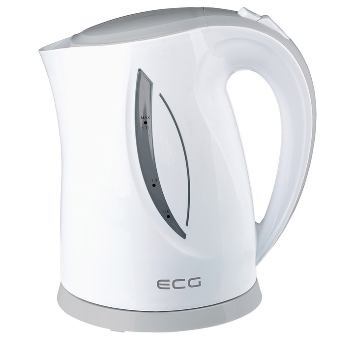 Кана за вода ECG RK 1758 Grey, 2200W, 1.7L, Бял/Сив