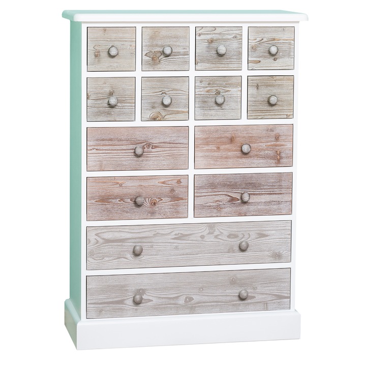 Comoda cu 14 sertare, culoare multicolor, 100% lemn masiv